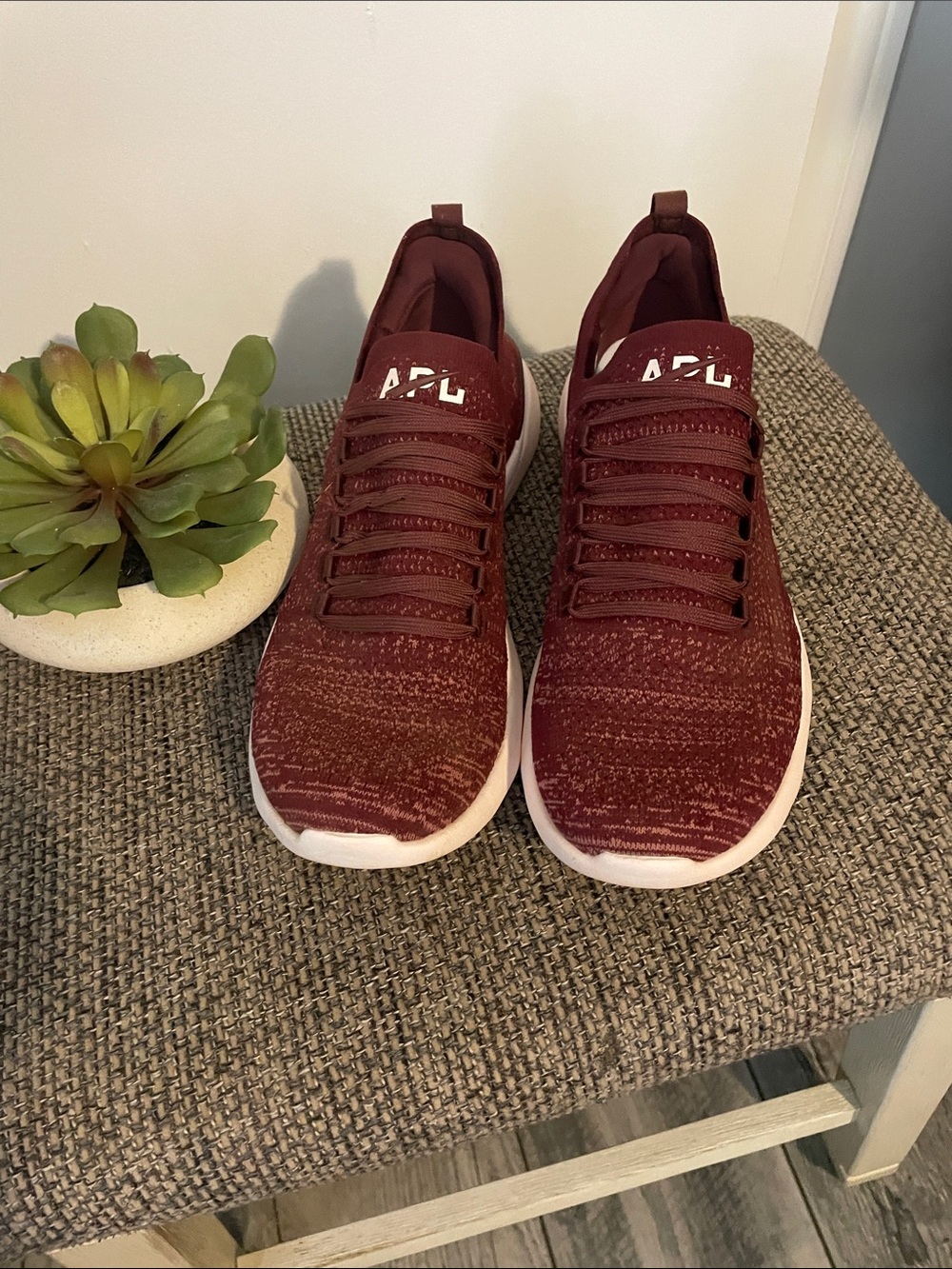 APL TechLoom Knit Sneakers in Burgundy and White
